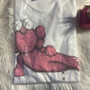 KAWS X Uniqlo White and Pink Graphic Tee T Shirt